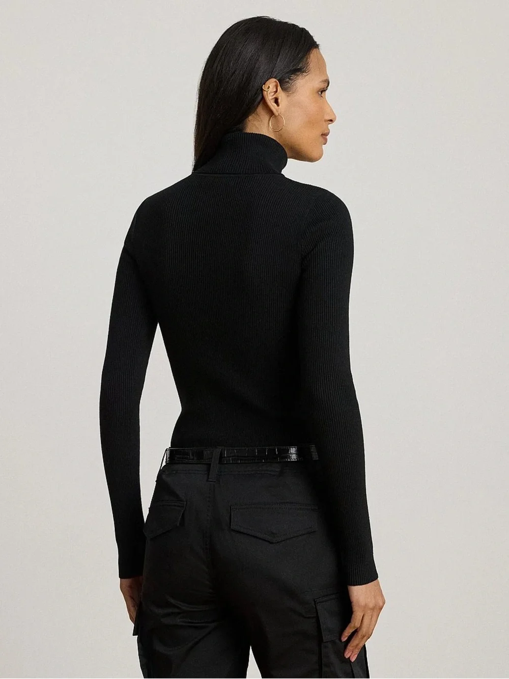 Lauren Ralph Lauren Black Ribbed Turtleneck Sweater 2X Preppy Classic Basic